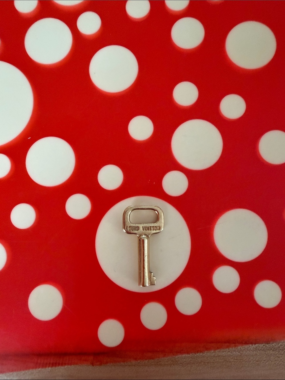 Louis Vuitton Gold Key Charm with Red and White Polka Dot Accent